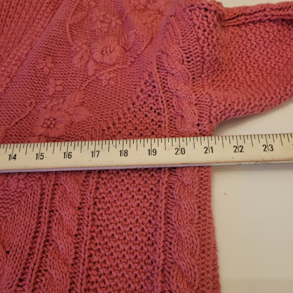 VINTAGE Cable Knit Cardigan| Women's Medium|Dusty Rose/Mauve - Picture 8 of 9
